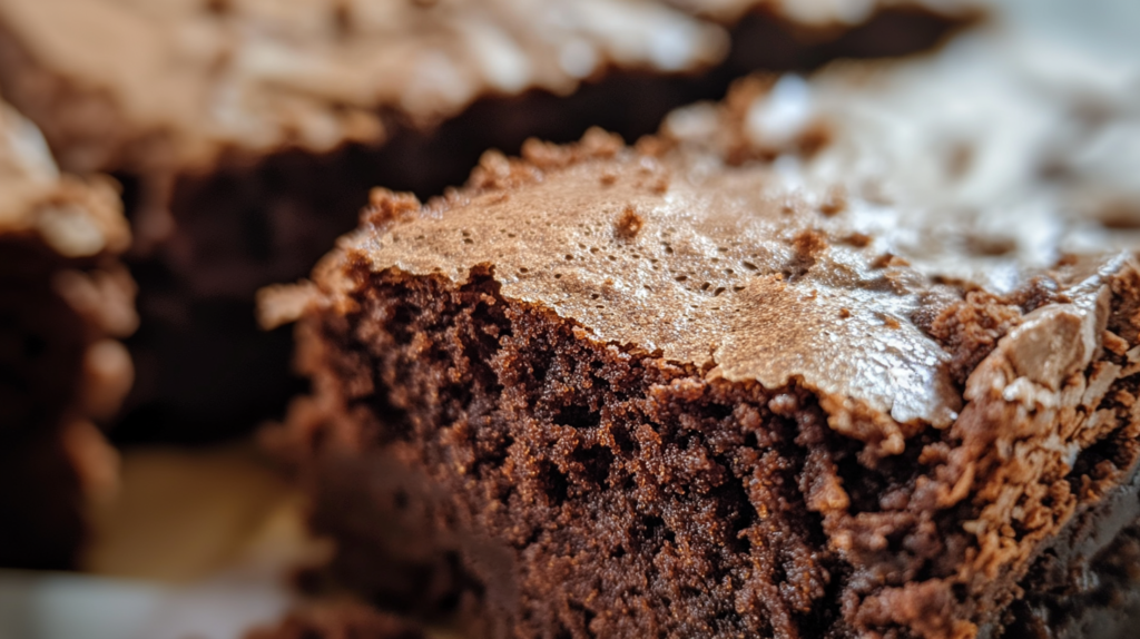Brownies with extra eggs, showing a cake-like texture