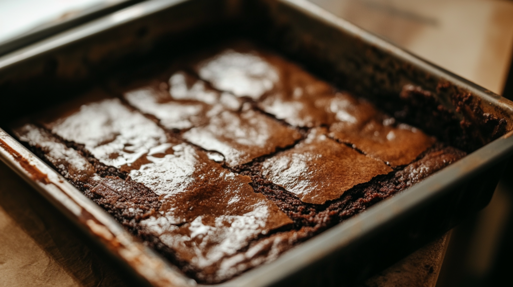 Greasing a brownie pan with butter for non-stick baking
