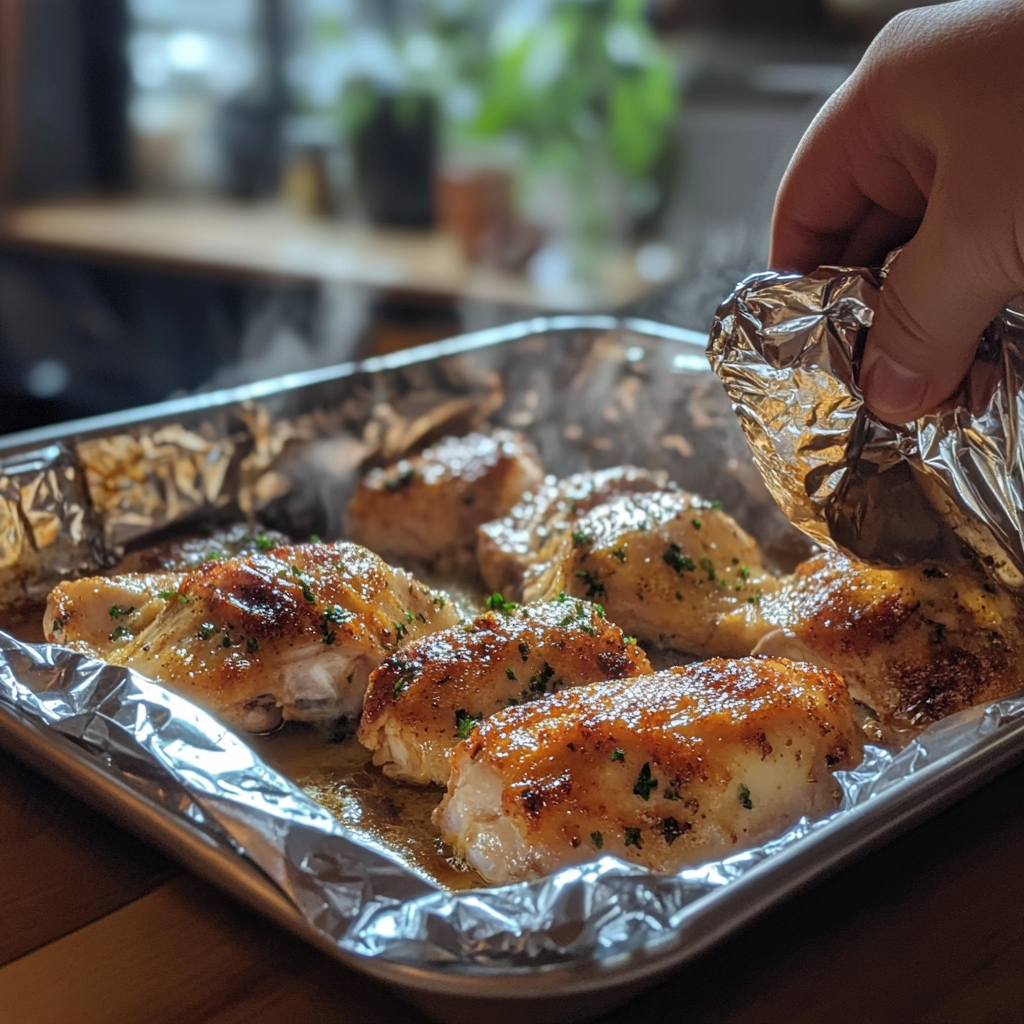 Should You Bake Chicken Covered or Uncovered? 5 Best Cooking Tips! 3 Removing foil from baked chicken