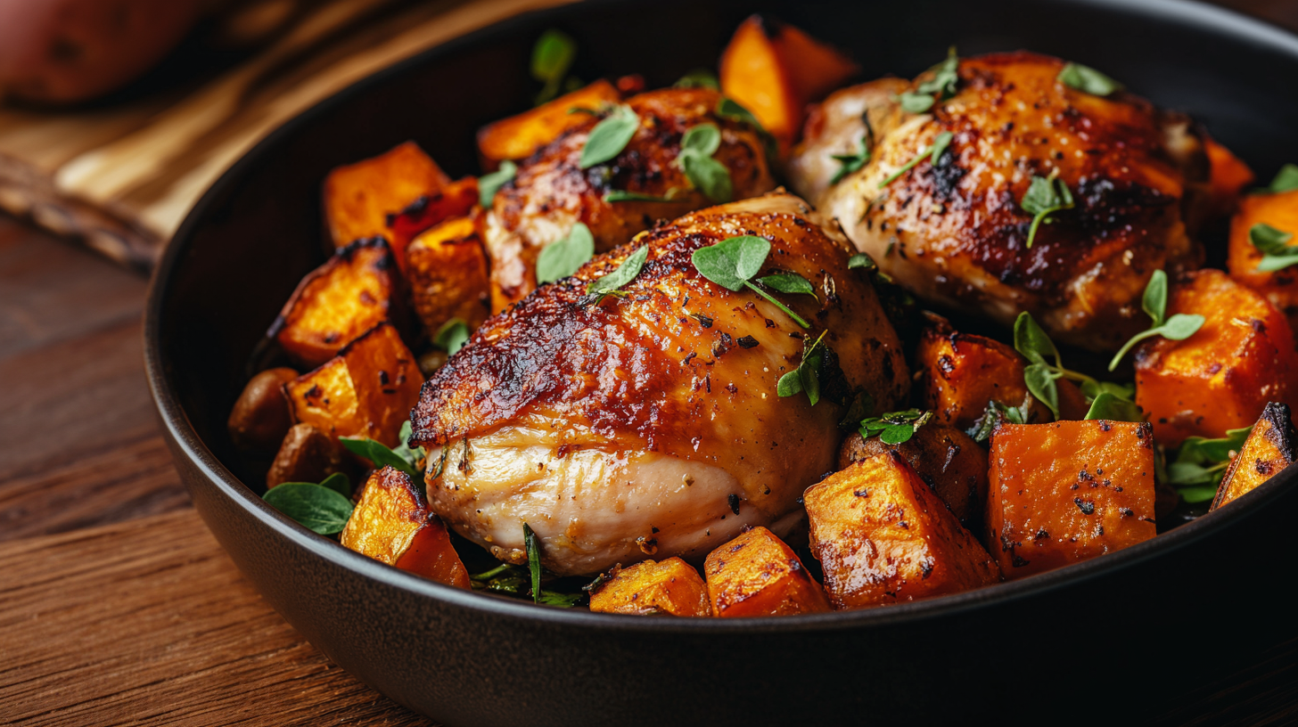 Can you bake sweet potatoes with chicken?